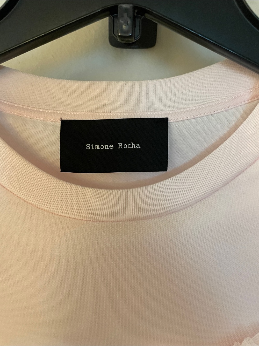 Simone Rocha Pale Pink Puff Sleeve Tulle Rosette Tee - Picture 2 of 5